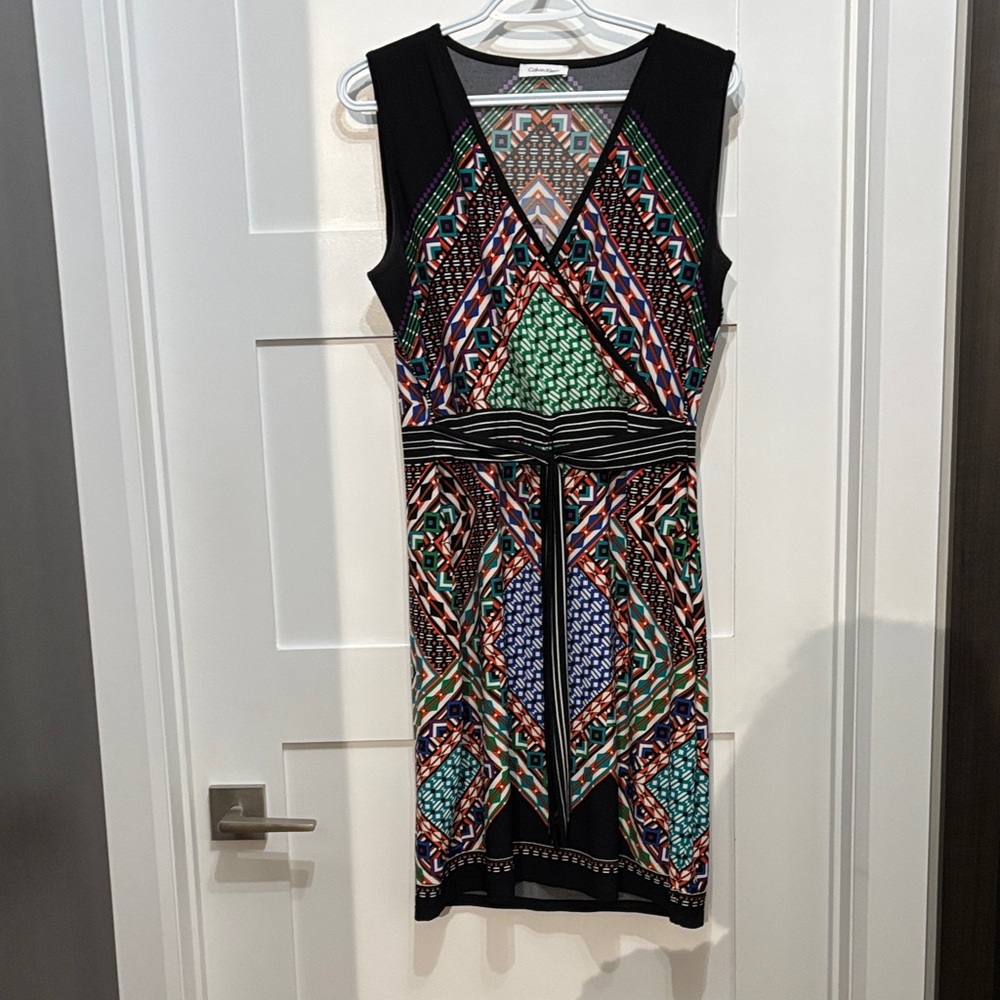Calvin Klein Black and Multicolor Midi Dress
